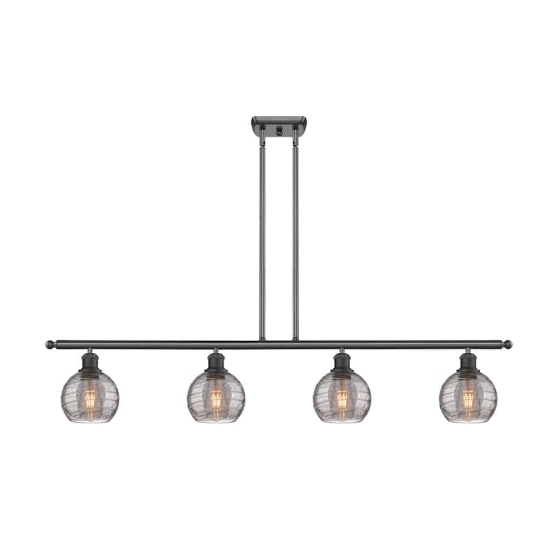 Innovations Lighting 516-4I 9 48 Athens Deco Swirl Chandelier Athens - Matte Black / Light Smoke Deco Swirl