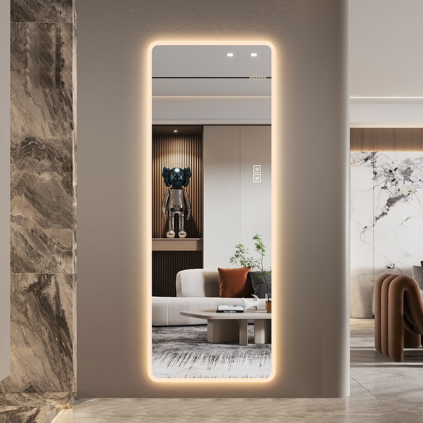 BED & BATH BEYOND ウォールミラー 　鏡　ミラー　46x56 Wall-Mounted Rectangular LED Full Length Mirror, 63