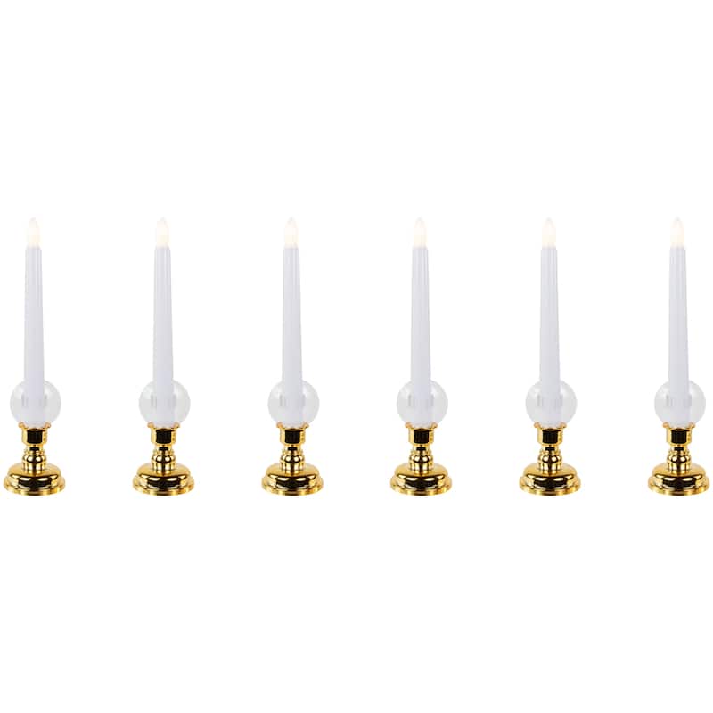 Single Light Window Candles with Remote and Timer - 10" - White - Set of 6