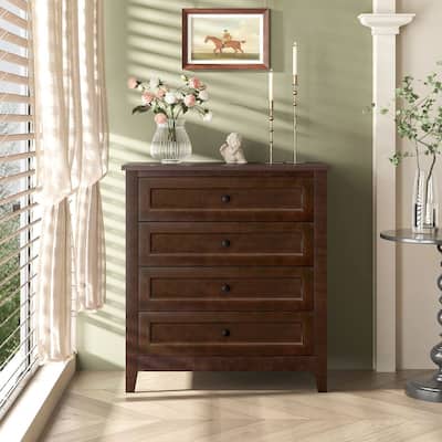 Modern Solid Wood Drawer Dresser with Retro Round Handles