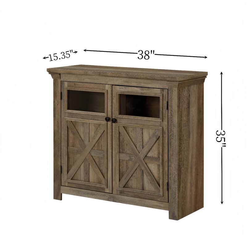 Farmhouse Coffee Bar Cabinet Kitchen Sideboard Buffet Cabinet with Adjustable Shelves, Gray Wash Entryway Storage Cabinet