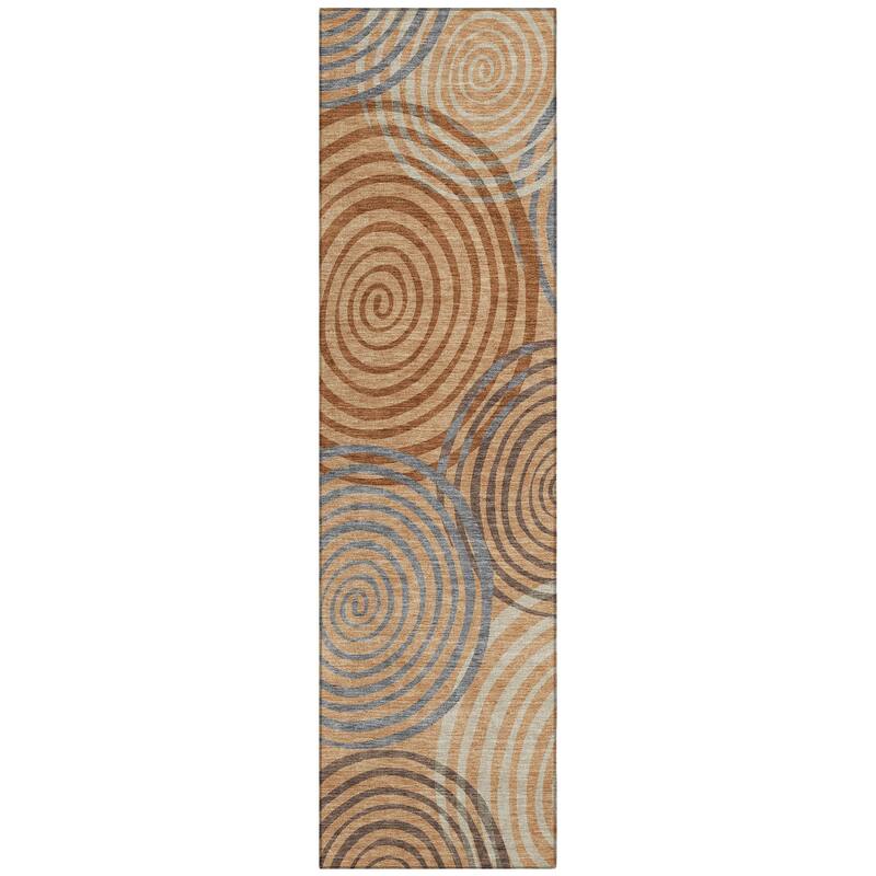 Machine Washable Indoor/ Outdoor Contemporary Swirls Chantille Rug