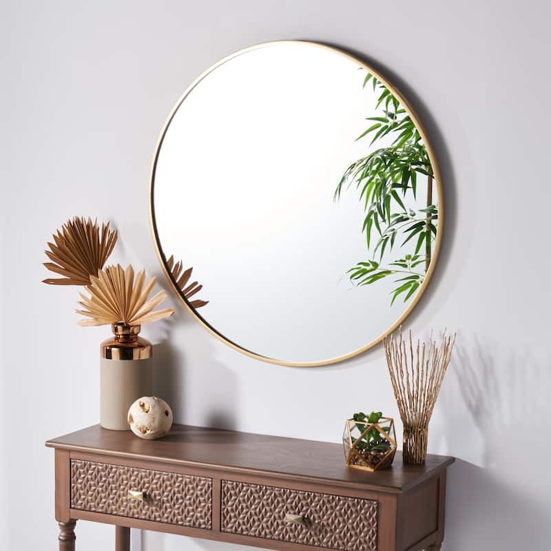 SAFAVIEH Kirstie 30-inch Round Gold Mirror - 30" W x 1" D x 30" H - 30Wx1Dx30H