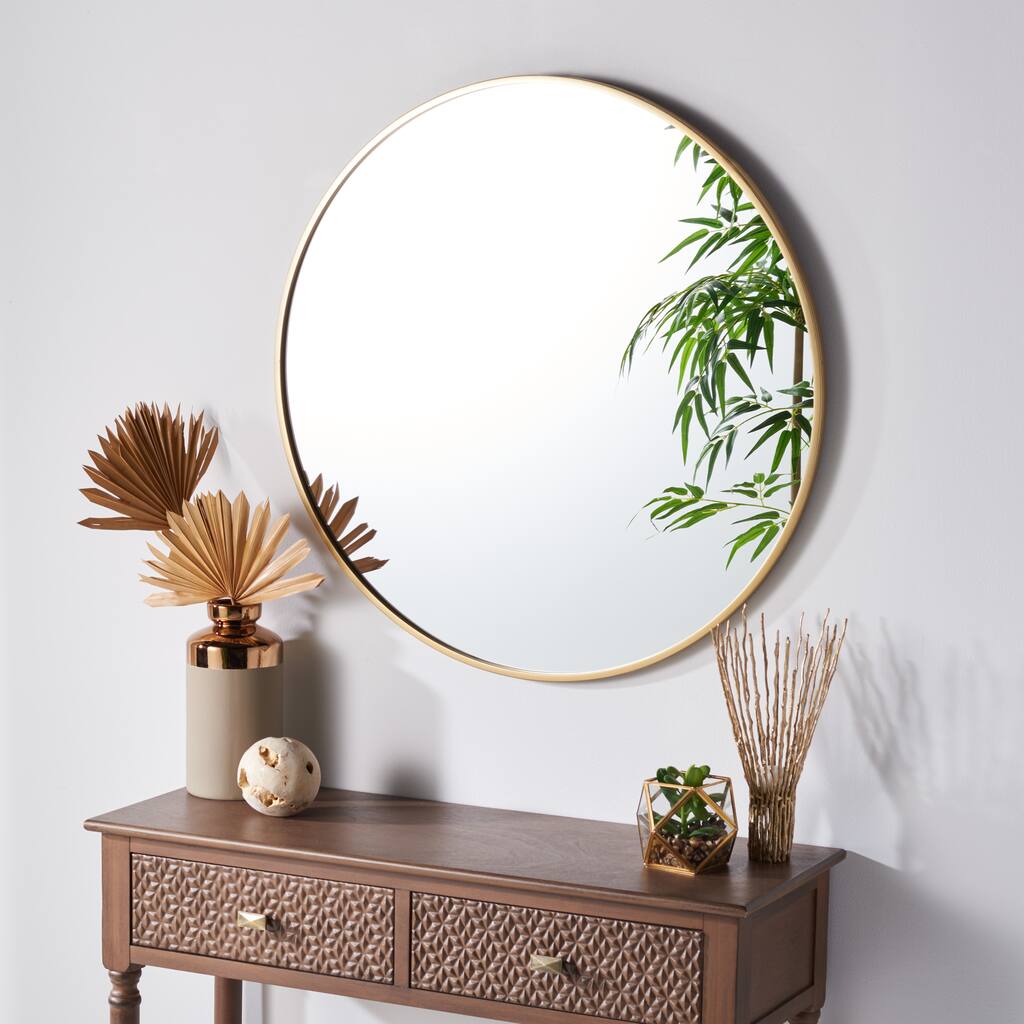 SAFAVIEH Kirstie 30-inch Round Gold Mirror - 30" W x 1" D x 30" H - 30Wx1Dx30H