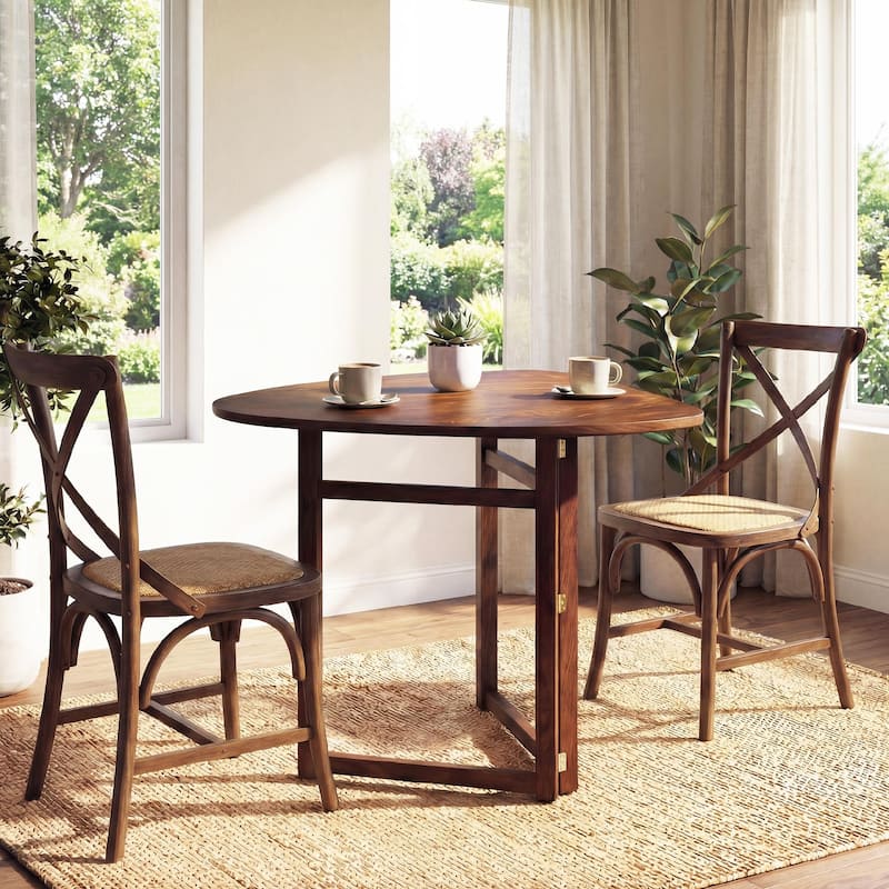 Gymax Foldable Dining Table w/Rubber Wood Legs Space-Saving Dinner - Walnut