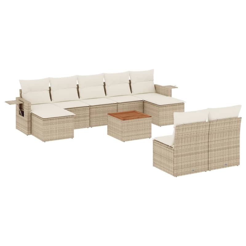 vidaXL Garden Sofa Set 10 Piece with Cushions Outdoor Sofa Set Poly Rattan - 24.4 x 24.4 x 27.2 in (W x L x H)