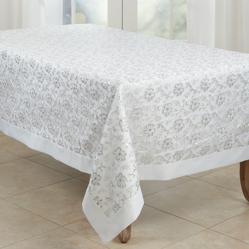 Embroidered Tablecloth With Floral Design