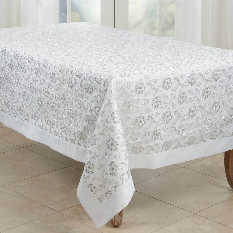Embroidered Tablecloth With Floral Design Bed Bath & Beyond 35473820
