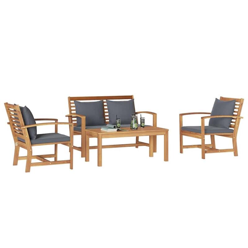 vidaXL Garden Sofa Set Natural Solid teak wood - 37 x 18 x 16