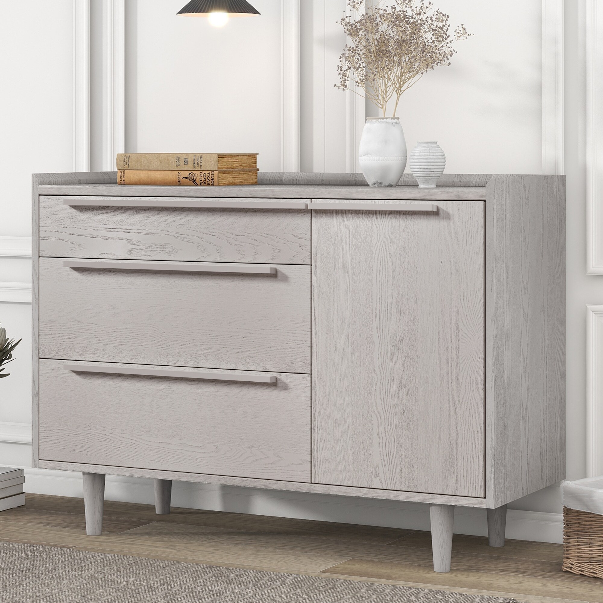 White dresser with on sale wood legs