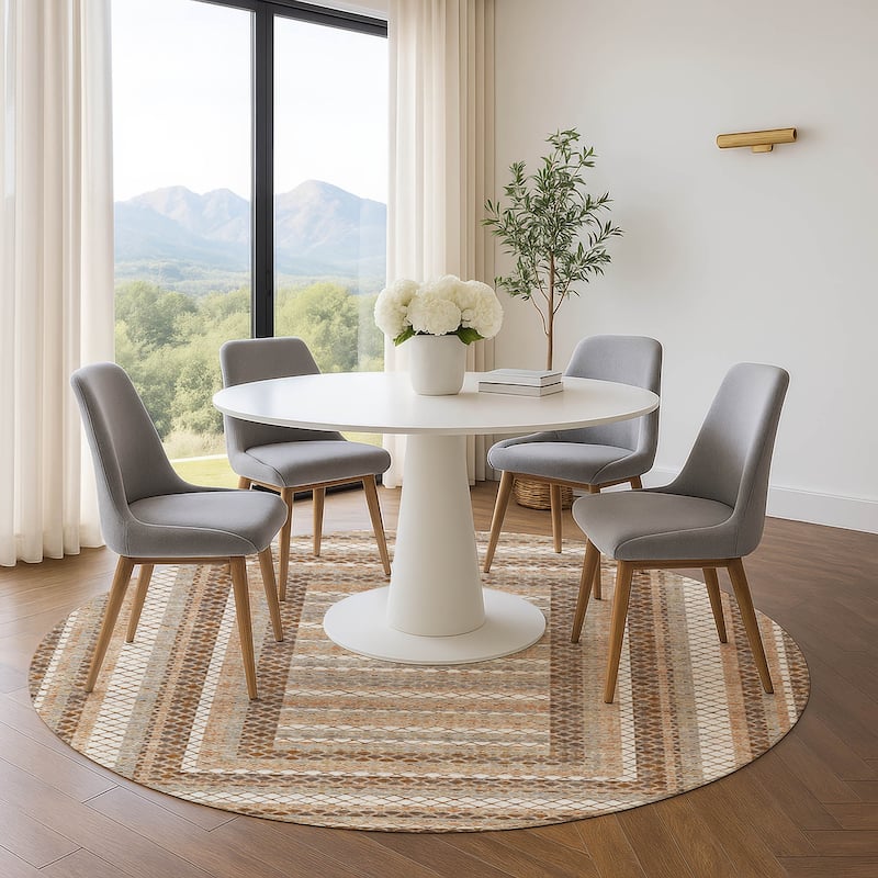 Premium Washable Super Soft Modern Borders Mayfield Rug - Chocolate - 8' x 8'