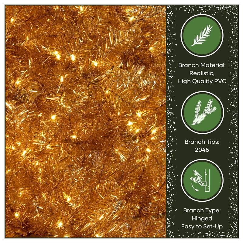 National Tree Company 9 ft. Pre-Lit Christmas True Gold Metallic Tree - 9 Foot