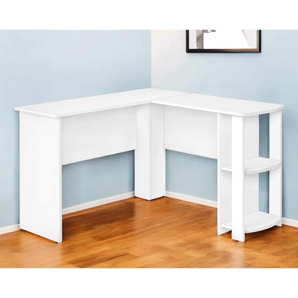 HomeRoots 47" White Wood L Shape Computer Desk