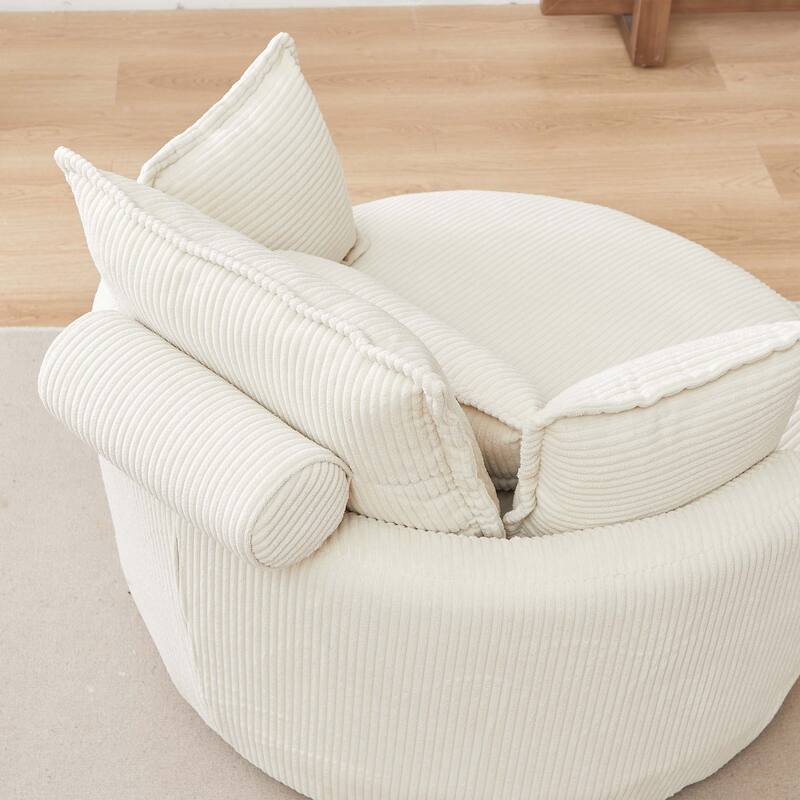 Oversized Swivel Chair with moon storage ottoman