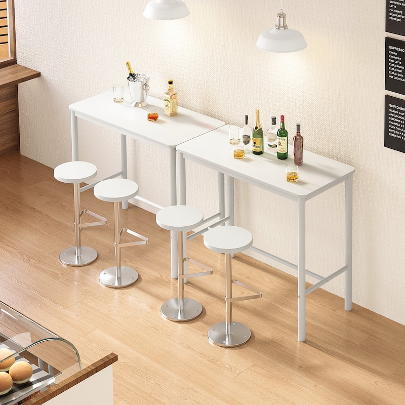 47 inch Counter Height Bar Table, Rectangular Dining Counter Tables with Metal Legs