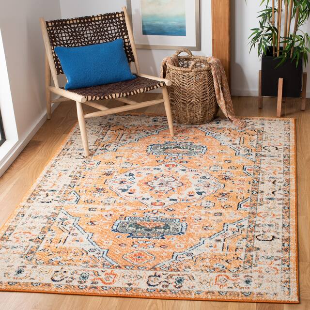 SAFAVIEH Madison Andra Boho Oriental Distressed Rug - 3' x 5' - Orange/Ivory