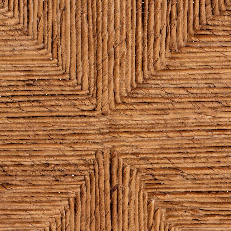 Pava Woven Seagrass Counter Stool - Solid Mahogany Wood Stool with Textured Back, Coastal Boho Seating for Kitchen Island