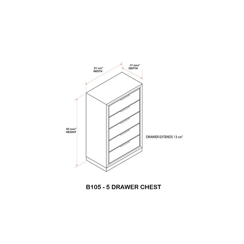 Visalia White/Grey Solid Wood Tall 5-Drawer Modern Bedroom Chest