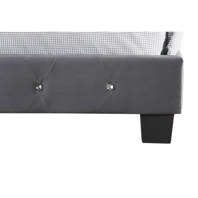 Full Size Velvet Platform Bed with Sturdy Frame and Easy Assembly