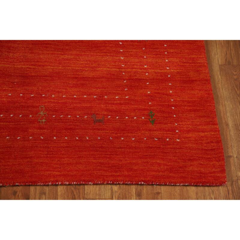 Hand Knotted Oriental 100% Wool Carpet Tribal Tribal Oranges & Rust Gabbeh Area Rug - 8' 0'' X 5' 0''