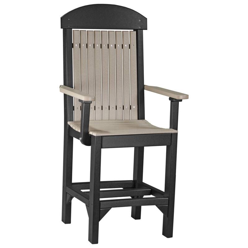 Set of 4 Poly Lumber Classic Dining Chairs - Arm Chair - Weatherwood & Black - Counter Height