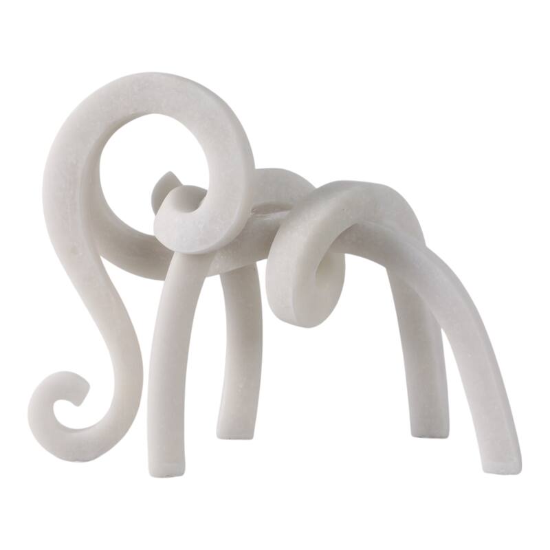 Resin Sculpture Modern Ninove Abstract Elephant Design - 10" White - 12.75" x 4.5" x 10.25"