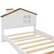 preview thumbnail 6 of 10, White Twin Size Wood Bed with House-shaped Headboard and LED