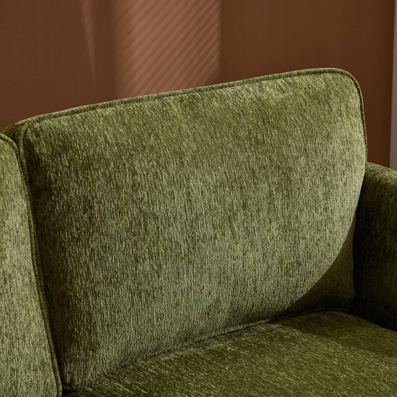 Chenille Loveseat With Floral Arms For Living Room