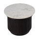 preview thumbnail 1 of 3, Georgia 22 in. W Round Wood and Marble Ribbed Side Table Brown