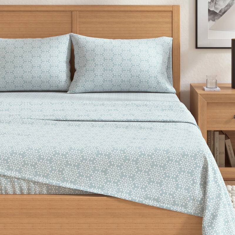 Linery & Co. Turkish Cotton Double-Brushed Printed Flannel Bed Sheet Set
