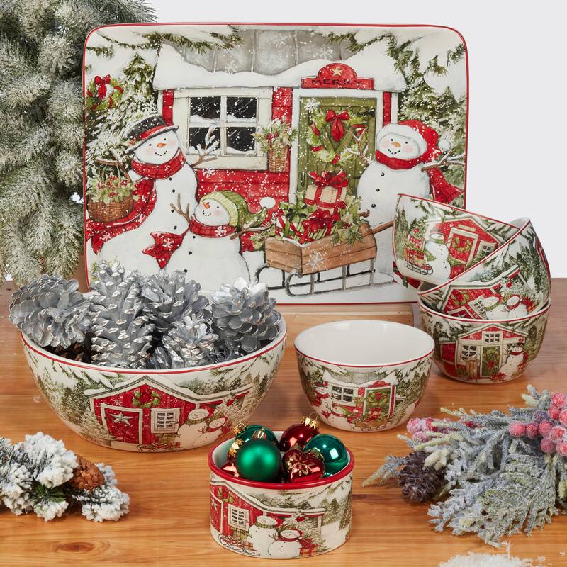 Certified International Snowman's Farmhouse 16 Pc. Dinnerware Set, Service for 4