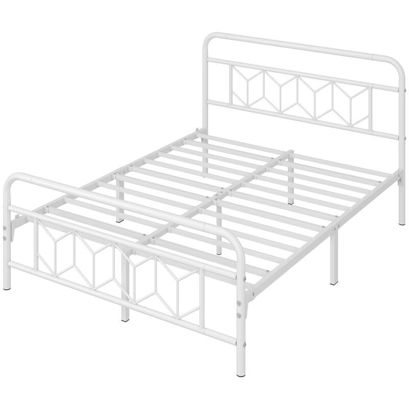 Yaheetech Metal Bed Frame with Diamond Pattern Headboard