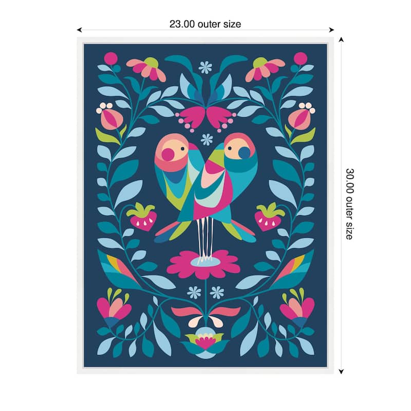 Kate and Laurel Sylvie Love Birds Framed Canvas by Rachel Lee