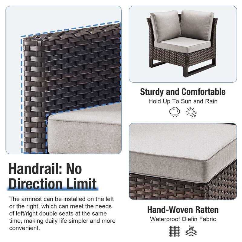 Gymojoy 5-Piece Outdoor Wicker Furniture Set, L-Shaped Sectional Sofa Set