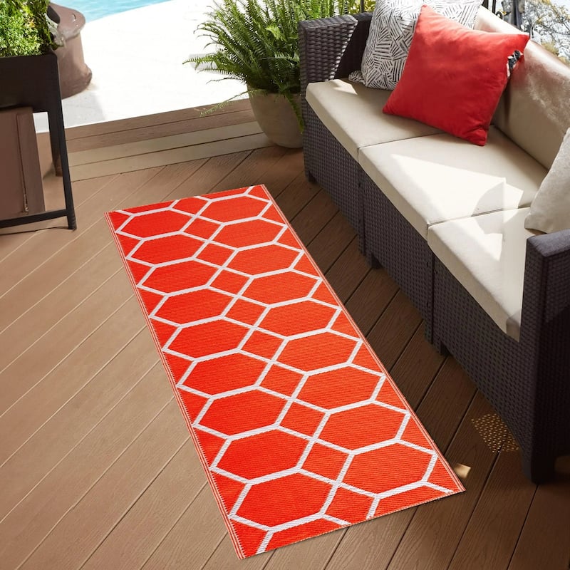 Playa Rug Outdoor Recycled Reversible Plastic Folded Mat/Rug Milan Collection Lightweight & Weather, Water and UV Resistant