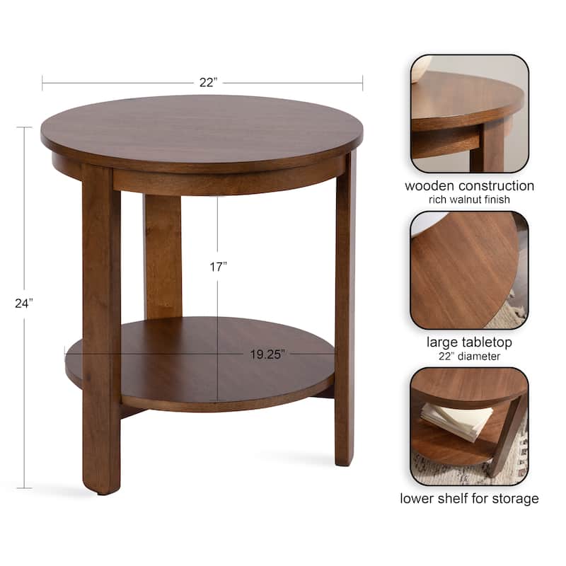 Kate and Laurel Foxford Round Wood Side Table