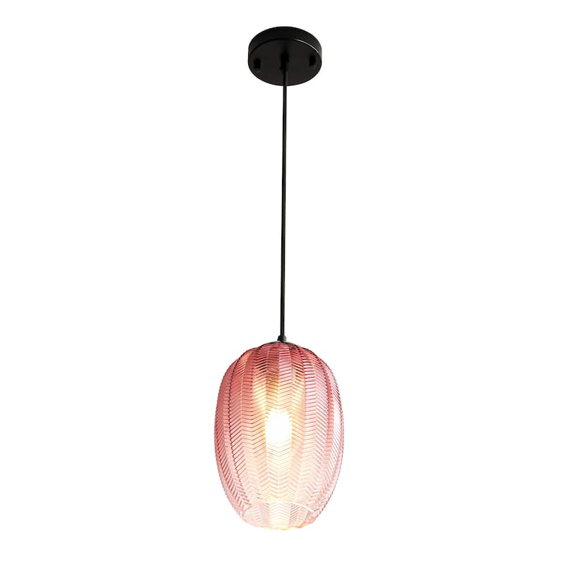1/3-Light Modern Black Cylinder Colored Textured Gradient Glass Pendant Light for Kitchen Island or Stairway