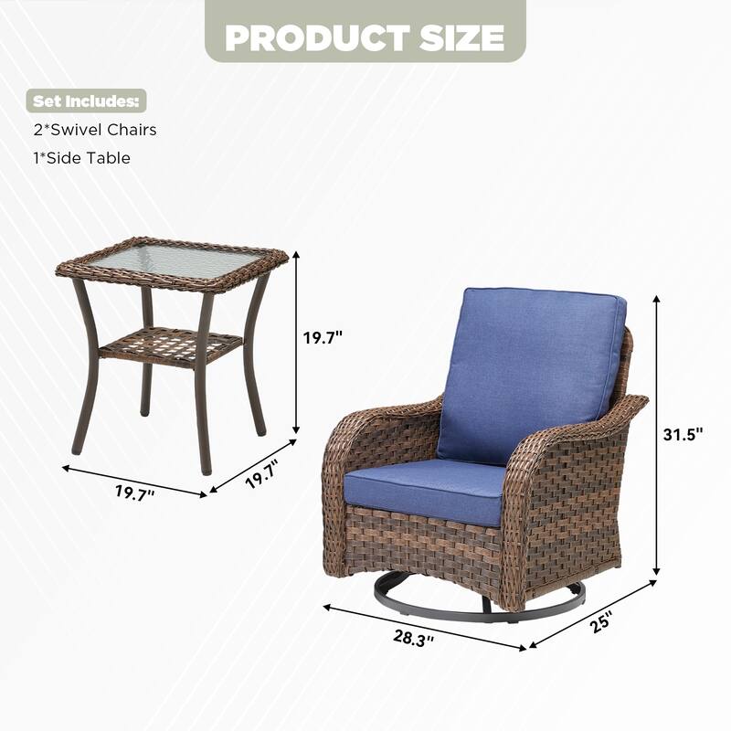 Pocassy Outdoor Patio Furniture Set PE Wicker Sofa Set