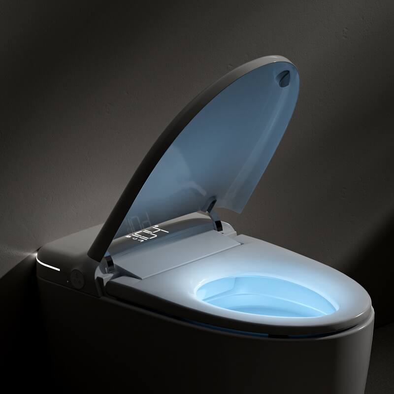 Madrid Smart Toilet Bidet Combo in White with LED Display, Off-Seat Auto Flush, Auto Open & Close Lid, Foot Sensor Operation