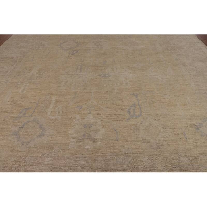 Vegetable Dye Oushak Oriental Large Rug Handmade Floral Wool Carpet - 11'10"x 14'1"