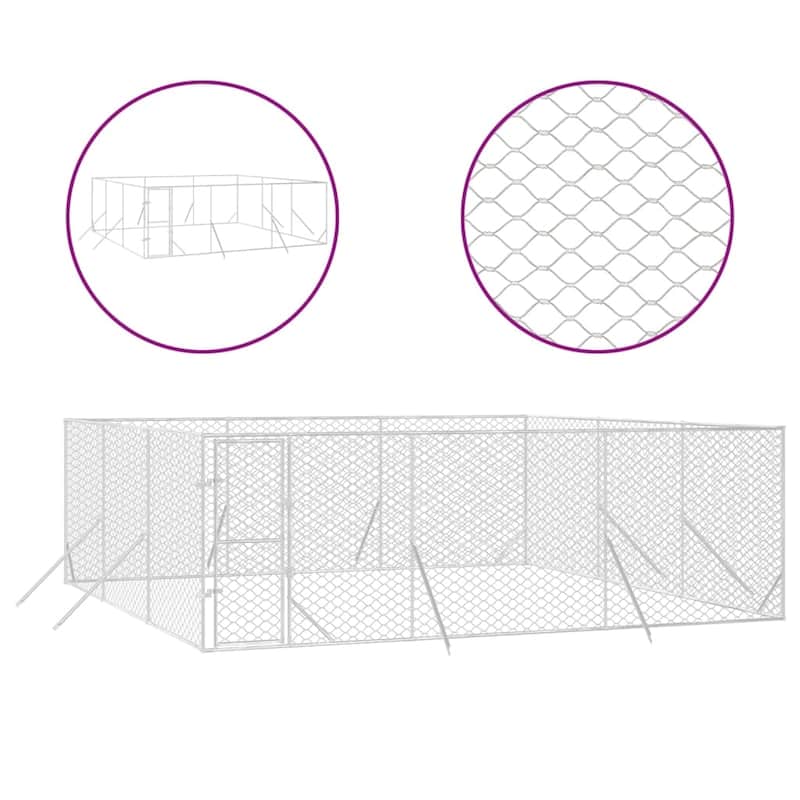 vidaXL Outdoor Dog Kennel Silver Multi-Size Galvanized Steel