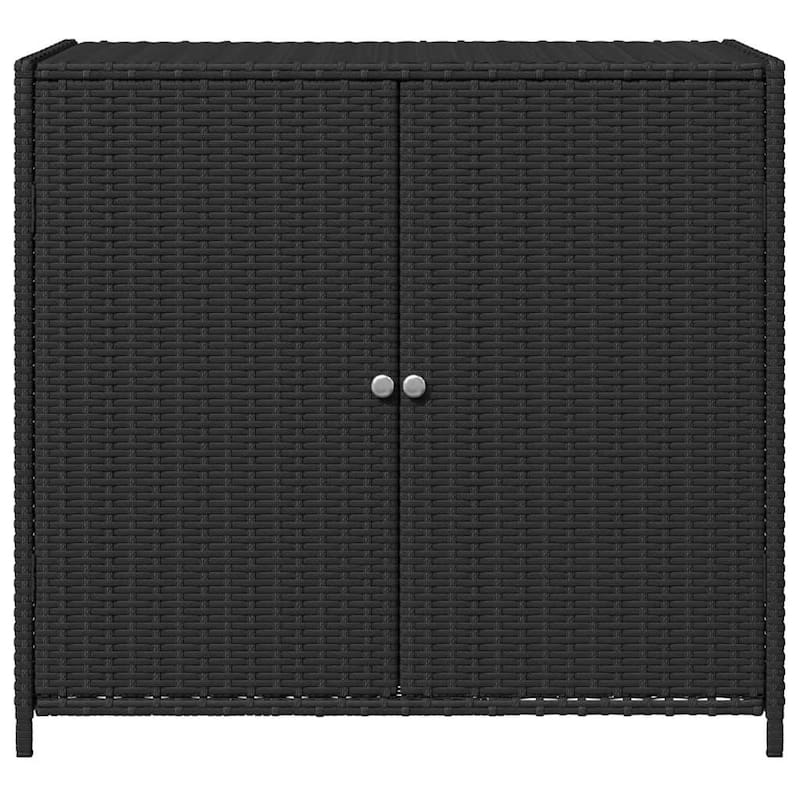 vidaXL Patio Storage Cabinet Box Outdoor Garden Tool Organizer Poly Rattan - 32.7" x 17.7" x 29.9"