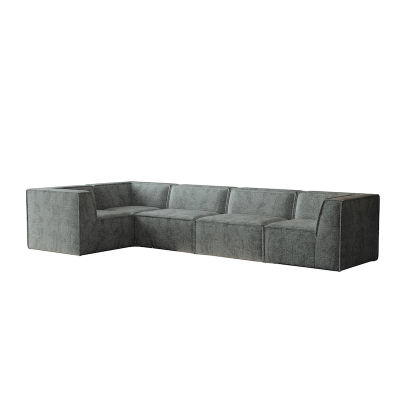 106"x106" Chenille Modular L-Shaped Sectional Sofa with 5-Piece Free Combination, Foam-Filled Cushions & No-Assembly Design