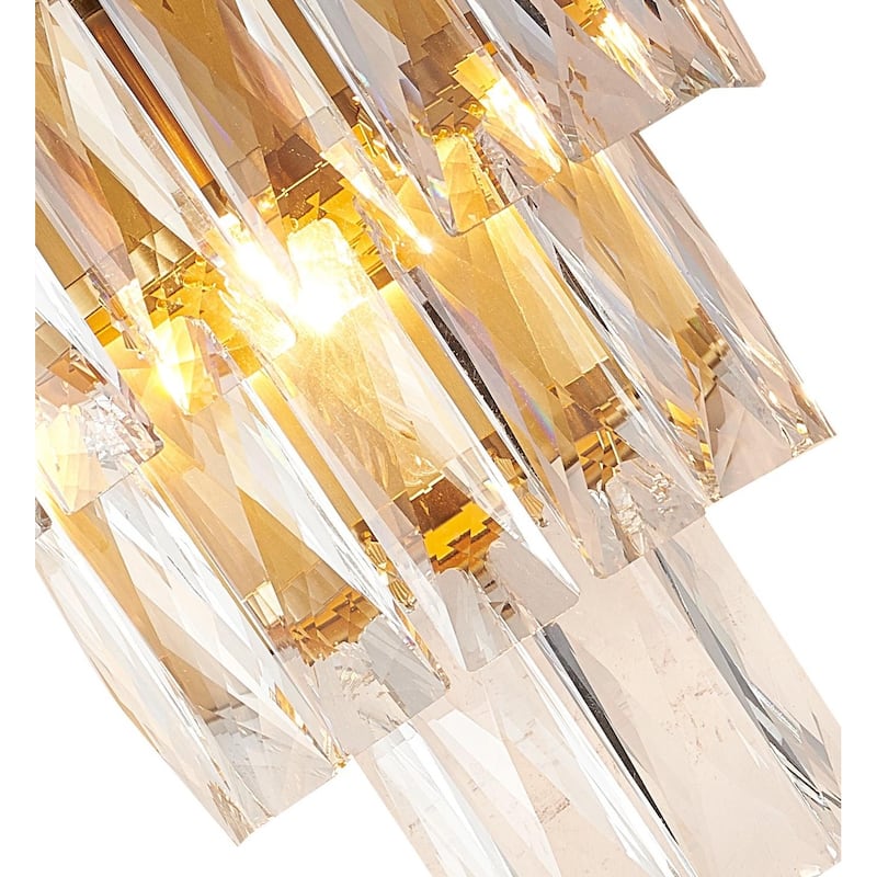 3 Light Brass Wall Sconce With Clear Crystal Accents