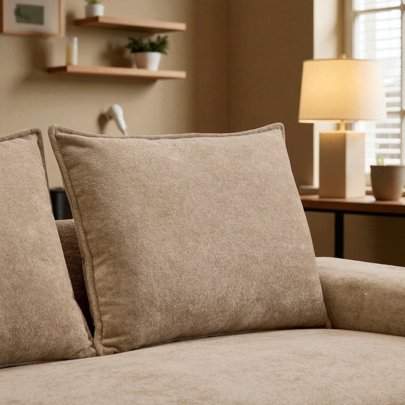 84.5" Modern Velvet Upholstered Sofa, 3-Seater Couch with Durable Wooden Frame for Living Room & Apartments