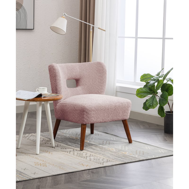 Porthos Home Hayle Sherpa Fabric Slipper Accent Chair with Rubberwood Legs