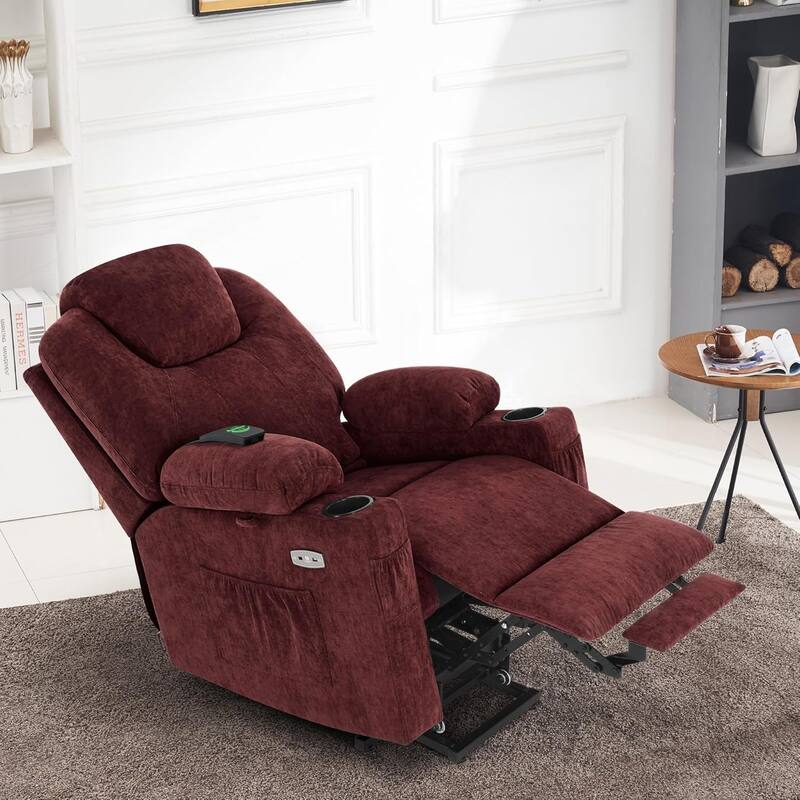 MCombo Electric Power Lift Recliner Chair Sofa with Massage and Heat, 3 Positions, USB Ports, Fabric 7040