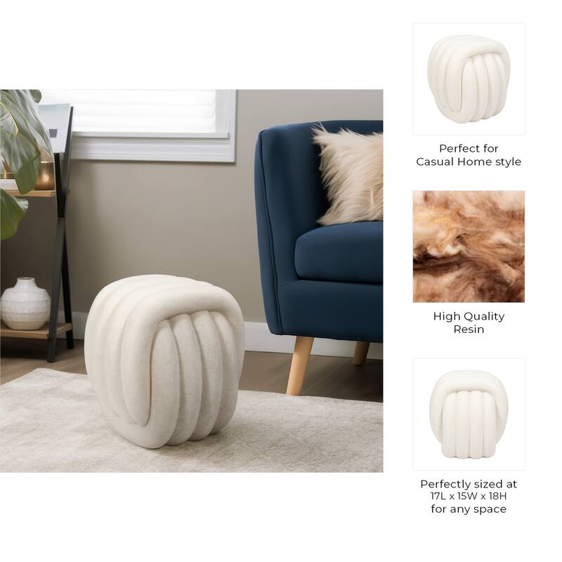 Resin Modern Sculptural Backless Stool - White, 18 in.