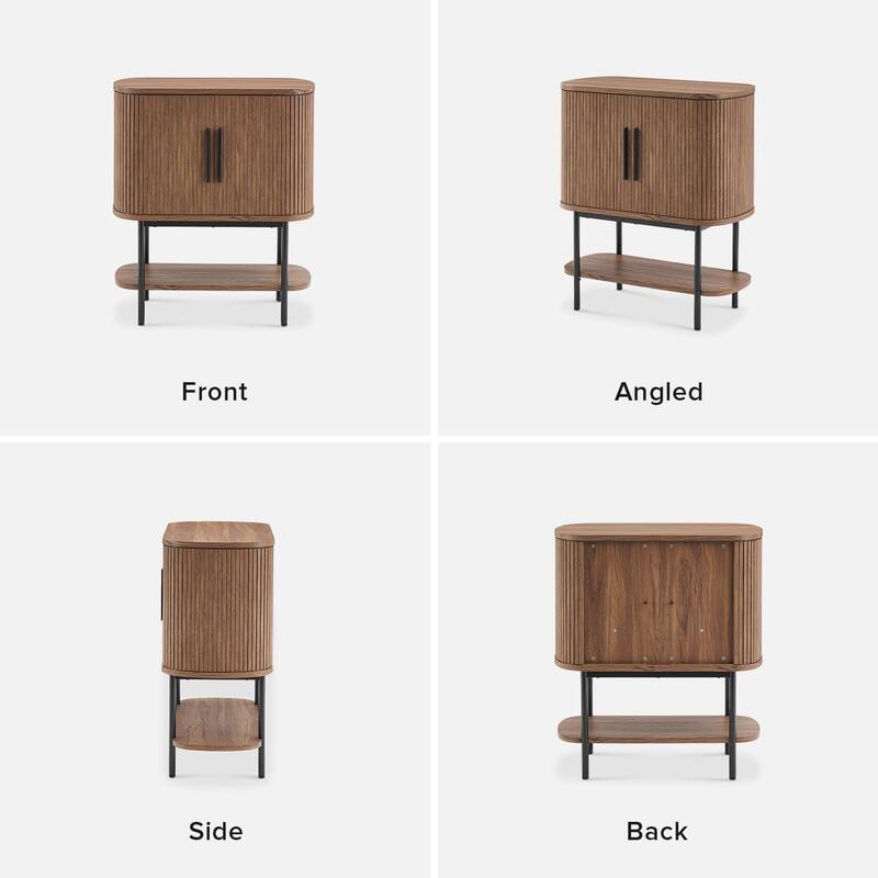 mopio Quin Storage Cabinet, Tambour Fluted Entryway Accent Sofa Tables