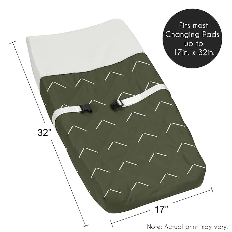 Sweet Jojo Designs Dark Green Boho Arrow Boy Girl Changing Pad Cover Hunter Sage Ivory Bohemian Gender Neutral Shabby Chic